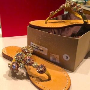 Mystiques jeweled sandals worn once with tag still on bottom